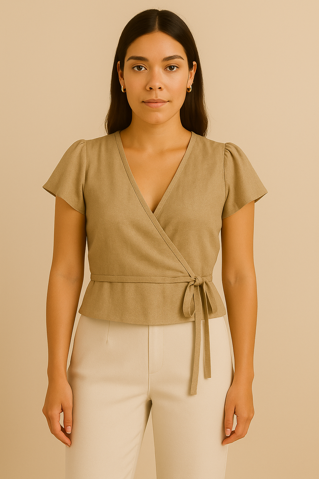 The Meadow Wrap Top- Oat